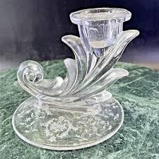 Fostoria Vintage Elegant Glass Candlestick Navarre Pattern ...