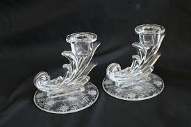 Pair of Fostoria Cornocopia Baroque 4" Candlesticks - Etched ...