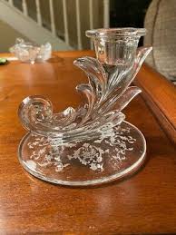 FOSTORIA "Navarre Clear" Etched Single Candle Holder on ...