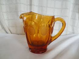 Fostoria amber coin glass pitcher nice color | eBay