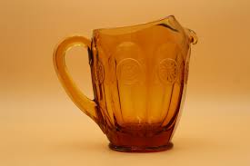 Vintage Fostoria Amber Coin Glass Pitcher - Etsy