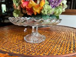 Cake stand Ornate Pressed Glass pedestal vintage | eBay