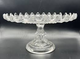 Clear Glass Round Pedestal Sawtooth Cake Plate 9” Diameter x ...