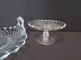 Two Pieces of Fostoria Colony Swirl Glass Cheese Stand and ...