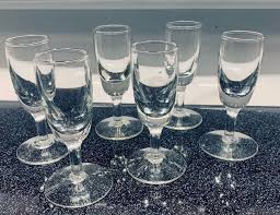 Vintage Set of 6 Stemmed Cordial Shot Glass Clear Glass 1 ...