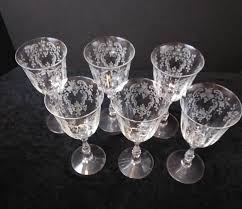 Set of 6 Vintage Fostoria Navarre Clear Etched 7 7/8” Water Goblets Set- 2 as is | eBay