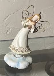 Angel On Blue Cloud Holding Heart Figurine Ornament | eBay
