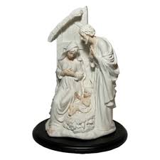 Holy Family in a Stable 12” hand Painted resin figurine a ...