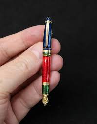 Vintage Jewelry Gold Tone Metal with Enamel Beautiful Fountain Pen Brooch | eBay