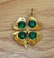 Gold Tone With Green Rhinestone Vintage Style Collectible 4 Leaf Clover Charm | eBay