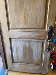 Mahogany door restoration: removing white coating