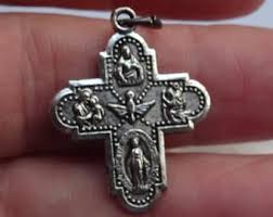 Religious French Catholic Silver Plated Crucifix Medal Charm ...