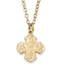 Child Size Four-Way Medal Goldtone – Catholic Faith Store