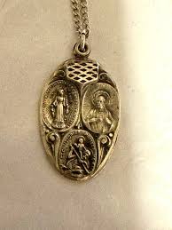 Vintage Sterling Silver 3 Way Slide Religious Medal Necklace ...