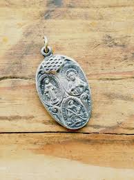 Antique Miraculous Medal STERLING Silver Vintage Sliding ...