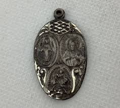 Vintage STERLING SILVER Sacred Heart Jesus Mary St ...