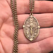 Vintage Necklace With Religious Medal Catholic Emergency Info Call a Priest - Etsy