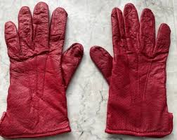Vintage Woman's Grandoe Leather Gloves M Dark Cherry Red ...