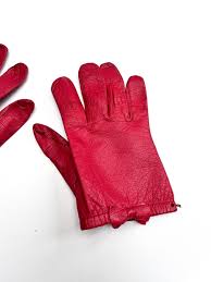 80s Leather Gloves Red Bow / Vintage Gloves Women's ...