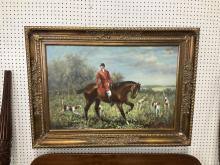 Sold at Auction: Large English Fox Hunting Scene Oil Painting