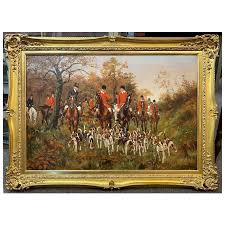 George Derville Rowlandson Oil Painting of a Fox Hunt, The Pytchley . For Sale at Ruby Lane