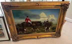 Giltwood-Framed-Jack-Smith-English-Hunt-Country-Scene-Original-Oil-Painting