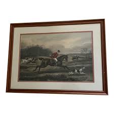 Mid 20th Century Lithograph Print of Hunt Scene by Walsh | Chairish