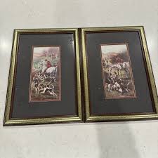 Beautifully matted/framed Equestrian Fox Hunting prints. 14"w by 20" h. | eBay