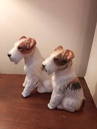 Porcelain XL Fox Dog Terrier Figurine Pup | Chairish