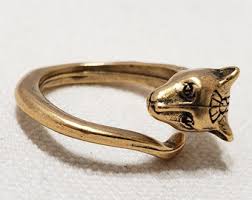 Egyptian Bastet Cat Ring - Antique Gold Adjustable Pewter ...