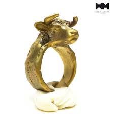 Brutalist Sculptural Statement Bull Solid Brass Ring. E858 ...