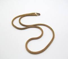 Vintage Gold Tone Patina Snake Barrel Chain 3.65mm Necklace ...