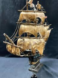 Sold at Auction: Hand Carved & Painted Ship Model, Japan
