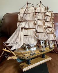 Large 17” Cutty Sark Three Masted Cutter Sailboat Wooden ...