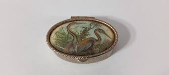 Vintage French Metal Shaped Pill Box / Trinket Box ...