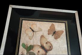 Vintage Mixed Media Art Rice Paper Flowers & Butterflies Framed Picture 12 X 14" | eBay