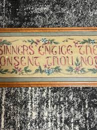 Antique Proverbs 1:10 Religious Framed Needlepoint — If Sinners Entice Thee Consent Thou Not — Floral Design 40 X 12.75 LARGE - Etsy