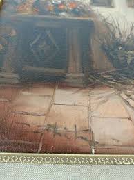 Oil Painting on Canvas Signed Framed Wood Interior Barn ...