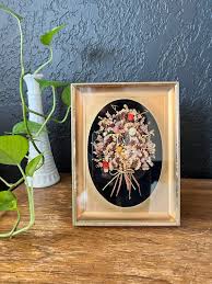 Framed Dried Flower Art Bouquet Vintage Flower Art Wall Hanging Gold Frame With Glass Dried Flower Bouquet - Etsy