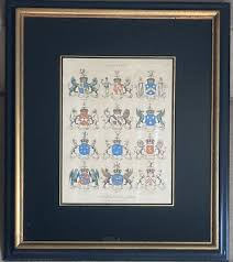 Vintage Hand-Colored Etching Coat of Arms Heraldry Scotch Earls Viscounts Barons | eBay