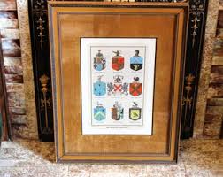 Burke's Heraldic Register Framed 1850 Colorful Hand Illustrated Plate Featuring 9 Coat of Arms - 19" by 26", London - Etsy