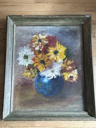 Vintage MCM Original Floral Still Life Oil Painting Signed ...