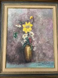 19th c Oil on Canvas Still Life Painting Louis Emile ...