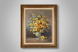 Vintage Baroque Decorative Painting With Flowers 1960 ...