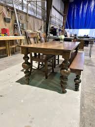 Massive Modern Spindle Leg Style Dining Table