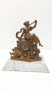Sold at Auction: Vintage metal art deco clock mounted on marble
