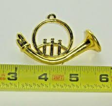 French Horn Christmas Ornament Mini Instrument Gold Plastic ...