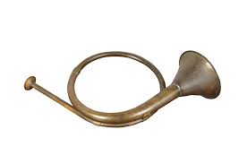 Vintage Brass French Circular Fox Hunting Horn Bugle Christmas Ornament 13"