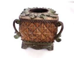 Vintage India Ink Faux Wood Resin Tissue Box Cover 7 in. Tropical Footed NWOT | eBay