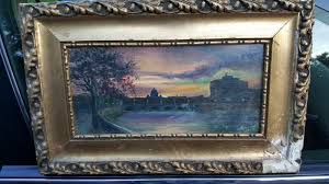 Painting Cathedral St Peter's Basilica Tiber River Italy Signed ...